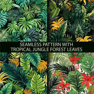 Seamless pattern with tropical jungle forest leaves botanic cloth clothing design dress fabric flora floral flower illustration leaf linens seamless pattern textile texture wallpaper