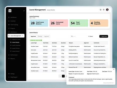 Leave Management- LeaveFlow: Streamlining Time-Off Requests branding leave management officeinternal ui