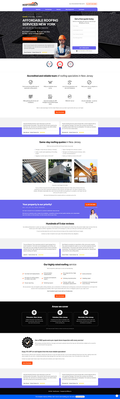RoofConnect – Roofing Landing Page Template elementor elementor template roofing roofing company roofing contractor landing page roofing landing page roofing landing pages roofing service roofing service landing page roofing website web design wordpress