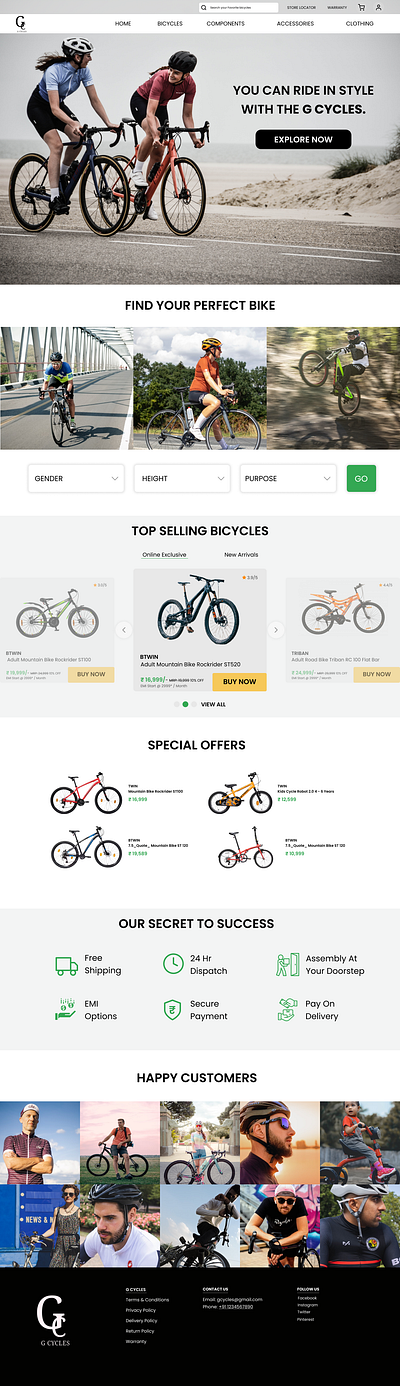 Bicycle e-commerce shop website design bicycle shop web design e commerce ecommerce website design figma design ui ui design uiux web design