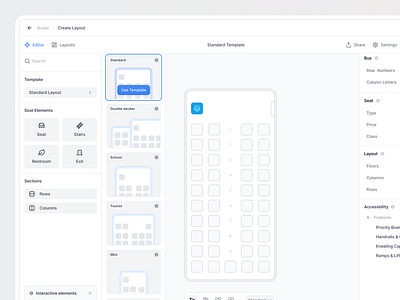 Travell - Bus Layout Builder branding dashboard design erp government interactive product saas travel ui