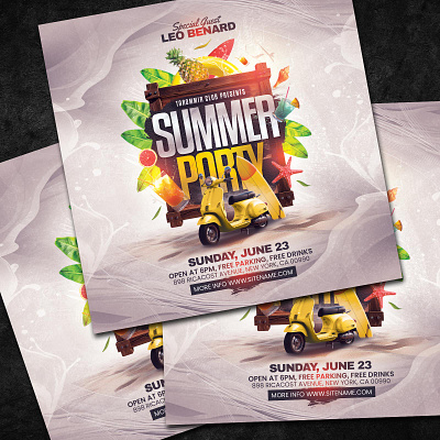 Summer Party Flyer beach beach party club flyer event flyer instagram party flyer poster psd summer summer party flyer tropical