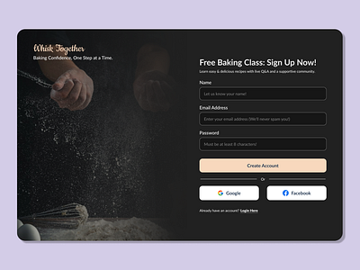 Daily UI #1 baking branding cooking dailyui login signup ui