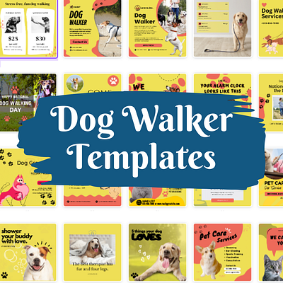 Social Media Posts for Dog Walker (Canva Templates) business social media templates social media post templates social media templates