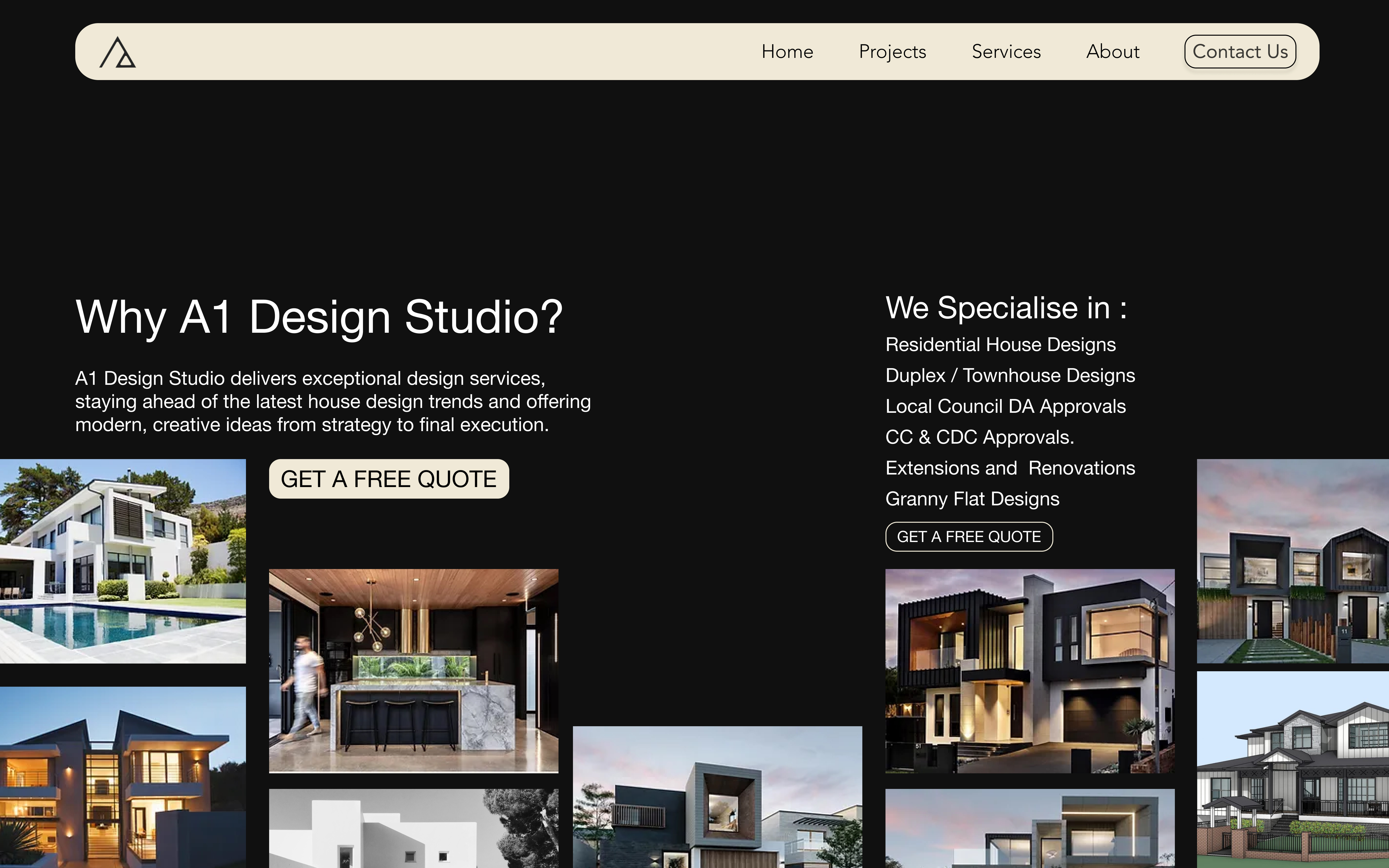 Re designing Architectural design studio website - A1 design figma figma design redesign ui uiux uiux design web design website design