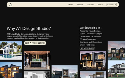 Re designing Architectural design studio website - A1 design figma figma design redesign ui uiux uiux design web design website design