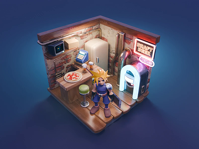 Final Fantasy VII Tutorial 3d blender diorama final fantasy illustration isometric process render room tutorial