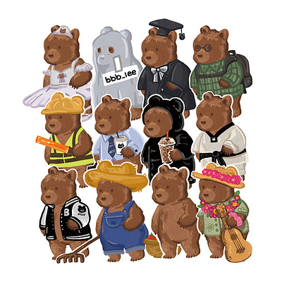 all the bears in the world illustration_(product) animals animation art work bears book illustration branding character comic art cover art design digital art drawing graphic design illustration illustrator logo merchandise product product design shop