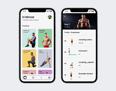 Fitness Mobile App app ui design design figma fitness fitness app ui design gym app ui design home workout app ui ui ui design uiux