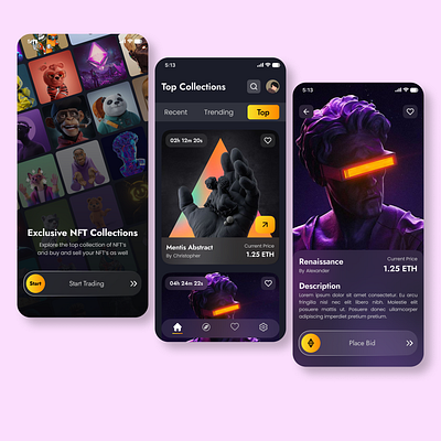 NFT App UI Design app ui design design figma figma design nft nft app ui design ui ui design uiux
