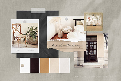 Mood Board Creator 50+ Mockups creator invitation kit mockups mood board creator 50 mockups photo photo card photoshop polaroid frame presentation product print scene shadows striped paper template textures top view torn paper