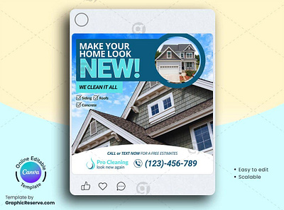Exterior Cleaning Social Media Banner Template Canva canva social media template cleaning service canva template house cleaning service banner house cleaning social media post