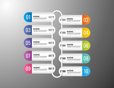 10 option infographic design 10 business chart design fianace gradient illustration info infographic information layout option presentation process rectangular steps template vector web workflow