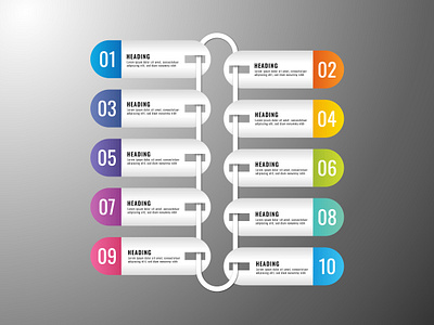 10 option infographic design 10 business chart design fianace gradient illustration info infographic information layout option presentation process rectangular steps template vector web workflow