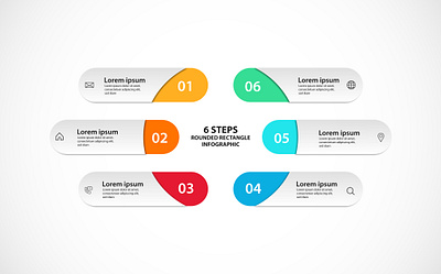 business infographic design 6 business chat colorful finance icon info infographic information layout options presentation process rectangular six steps strategy template vector workflow