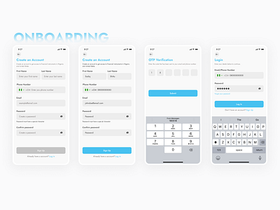 Onboarding and Verification Screen blue code create account finance fintech login mobile mobile app mobile ux one time password otp product design shares sign in sign up stock ui uiux ux verification