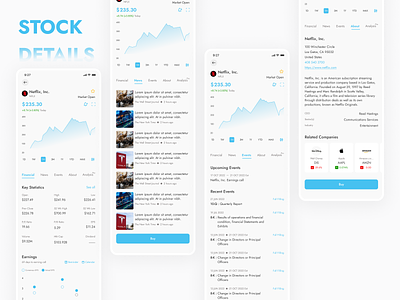 Financial Statistics - Stock analytics apple chat company crypto design finance fintech graph mobile mobile app money netflix news plot product design share stock ui ux