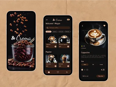 Coffee app Re design 1 app app design coffee coffee app design color theory design mobile app mobile app design product design prototype ui ui design ux visual design