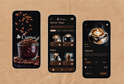 Coffee app Re design 1 app app design coffee coffee app design color theory design mobile app mobile app design product design prototype ui ui design ux visual design