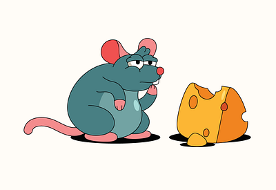 Mouse or Cheese animation illustration vector