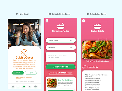 CuisineQuest App Design branding graphic design logo restaurant recommendations ui