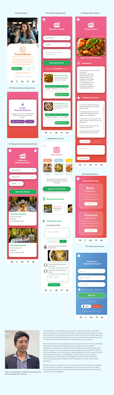 CuisineQuest App Design branding graphic design logo restaurant recommendations ui