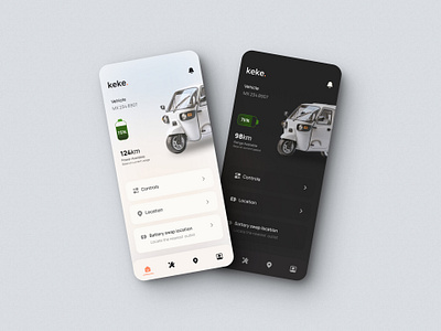 Keke Connect App darkmode design electric vechicle mobileapp techinnovations ui uidesign ux