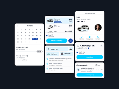 UI Cards for a Ridesharing App transportation