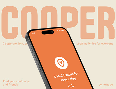COOPER - Mobile App for events :) app booking branding design event local logo mobile orange ui ux