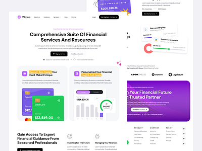 Weave - Finance Landing Page finance financial services fintech graphic design landing page uiux web design