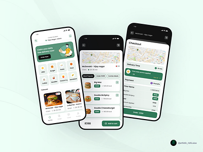 Food Delivery app UI app design artistic rishi branding cart checkout screen design fast food app food app food delivery food menu mcdonalds mobile app design mobile app screen order rishikesh malviya ui uiux ux