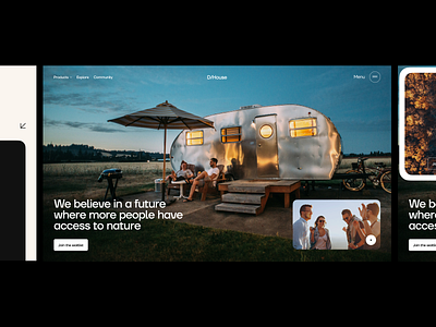 Mobile homes corporate website design about brand car family forest friends hero home house menu nature road trip ui video