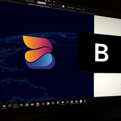 B Modern Gradient Logo For Startup Company, Logo Design ai graphics design tech web3
