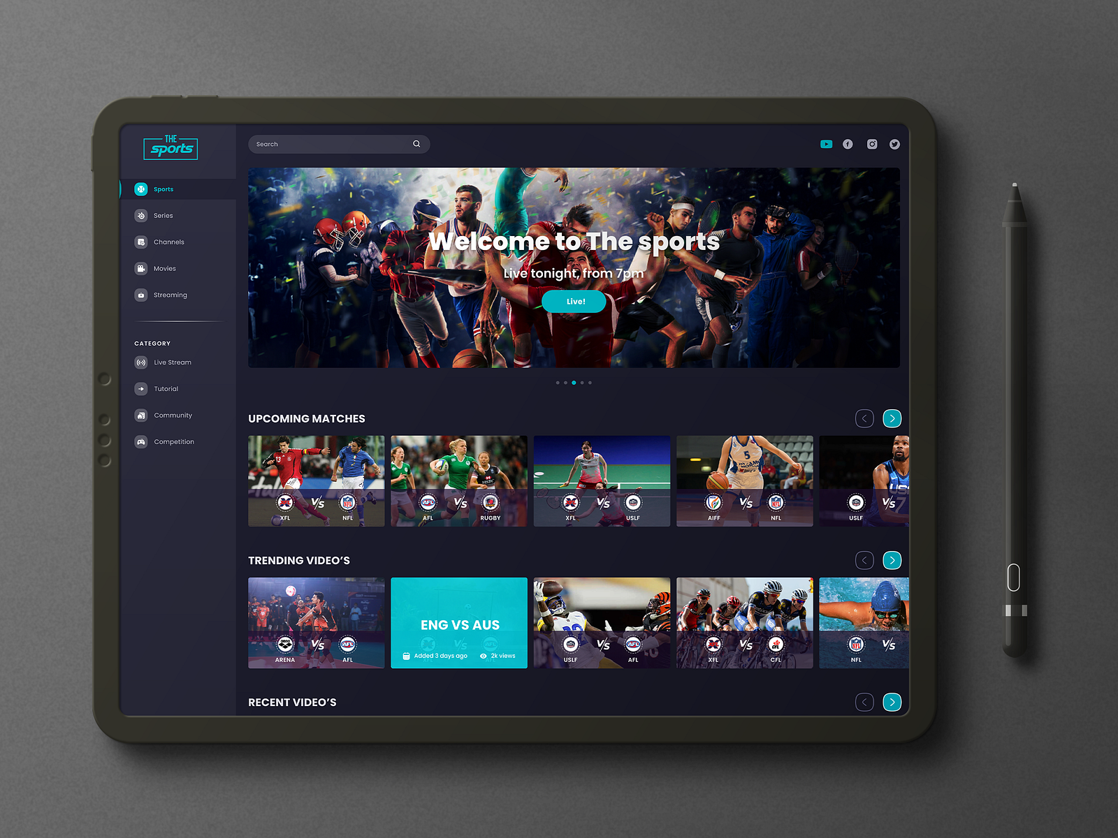 Sports Streaming website by Farhad Hossain on Dribbble