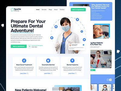 Sparkle Dental Homepage Re-design adobe xd dashboard dental figma footer header homepage landing page mobile app photoshop ui ui ux design ux web design websiite