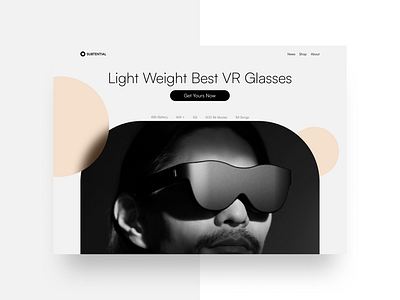VR Glasses Hardware Web Design beige black figma glasses graphic design grey landing page minimal modern ui vr website