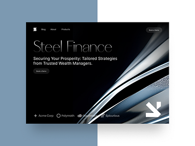 Finance Web Design bank black figma finance glass graphic design grey landing page liquid minimal modern steel ui website