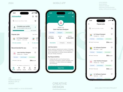 Job Finder App app appdesign appdesigner branding design illustration jibfinder mobileapp mobileapplication ui uidesign uidesigner uiux uxdesign uxdesigner webdesign webdesigner