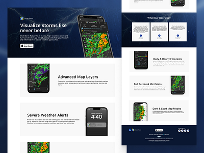 Storm App Feature Page feature page landing page storm the weather channel ui ux design weather web design webpage