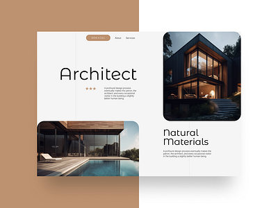 Architect Studio Web Design architecture brown figma graphic design house landing page minimal modern studio ui website white wood