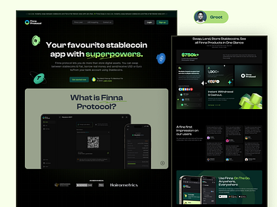 Finna New Landing Page Design. desktop fintech ui web3 website