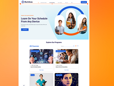 Eluminus: Online Education branding design desktop figma landingpage mockup onlinecourse onlineeducation student ui webapp webdesign