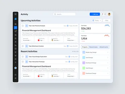 Activity - CRM and Lead Management System activity analytics crm crm dashboard crm software customer relationship dashboard dashboard activity dashboard design lead management leads project management reports saas saas software task web application