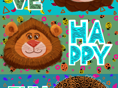 Lions! Love, Happy, Fun! adobe collors cuty fresco fruits fun hand job happy happyness illustration illustrator lions love photoshop textures