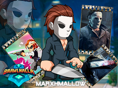 Brawlhalla: Michael Myers Reimagining 2d fighting brawlhalla dead by daylight fighting game halloween illustration kawaii horror michael myers