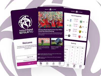Botola Pro: Moroccan & Global Sports News App UI application botola inspiration inwi morocco news app pro soccer sports ui world sports