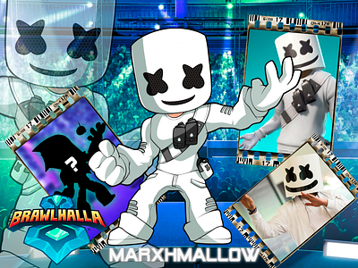 Brawlhalla: Marshmello 2d fighting brawlhalla character design chibi fighting game fortnite illustration marshmello