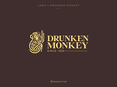 Drunken Monkey Logo alcohol logo beer logo brewery branding brewery logo design logo drunk logo logo design logo designer monkey logo monkey logo design wiskey logo