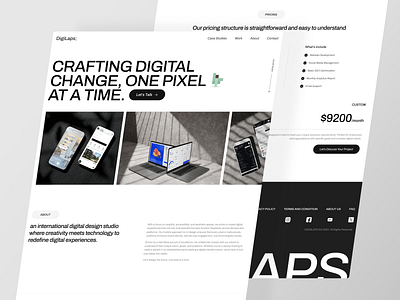 DigiLaps - Digital Agency Landing Page about agency black and white clean design design digital agency digital studio footer hero landing page one page portfolio pricing studio studio website ui ui design web modern website agency