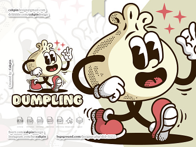 Dumpling Vintage Cartoon Mascot Logo animation classic